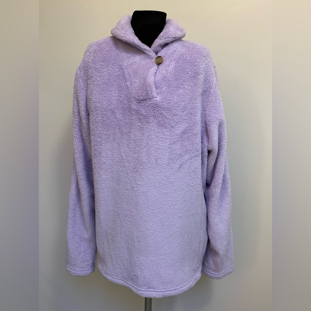 Lands End Lavender/Light Purple Plush Teddy Bear Fleece-Shawl Collar-XL 18-20